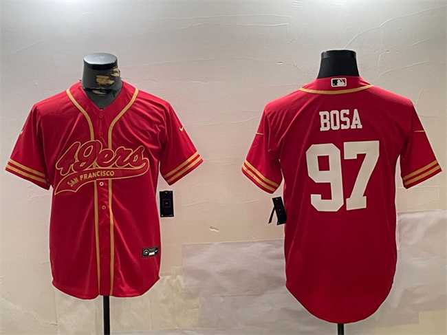 Men%27s San Francisco 49ers #97 Nick Bosa Red Cool Base Stitched Baseball Jersey